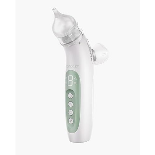 Momcozy Nasal Aspirator for Baby,【Built-in Spray】 SniffEase 2-in-1 Baby Nasal Aspirator with Nasal Spray, 65kPa 4 Suction Levels Electric Nasal Aspirator, Portable with Light & Soothing Music