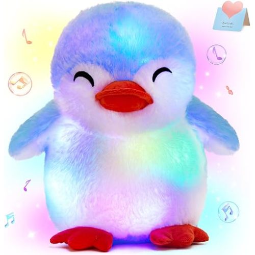 Glow Guards 12'' Musical Light up Penguin Stuffed Animal,Soft Penguin Plush Toy with LED Night Lights &Nursery Songs,Birthday Children's Day Hoilday Gift for Toddler Kids