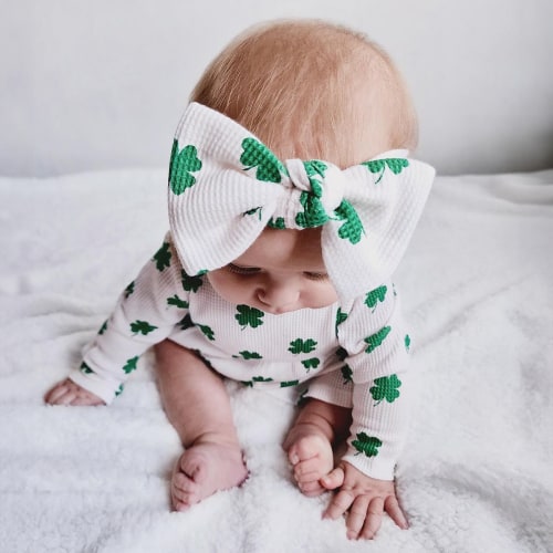 Organic Waffle Knot Bow, Clover