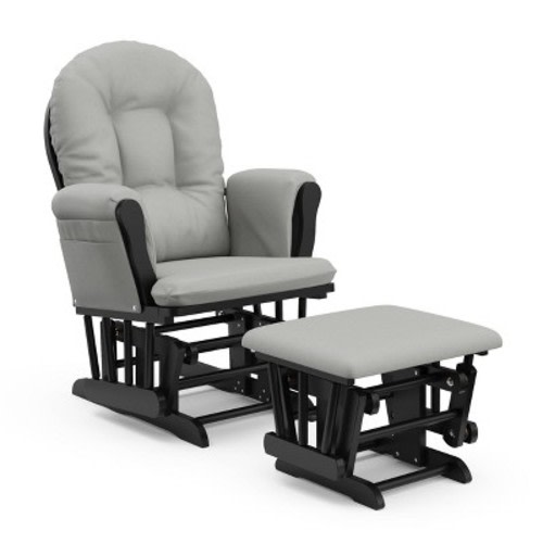 Storkcraft Hoop Glider Nursery Rocking Chair and Ottoman, Color: BlackLight Gray