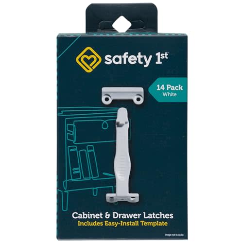 Safety 1st Cabinet & Drawer Latch 14 Pack, Babyproofing Locks for Toddlers, Easy Install, Child Safety, Hidden Design, Secure Cabinets & Drawers