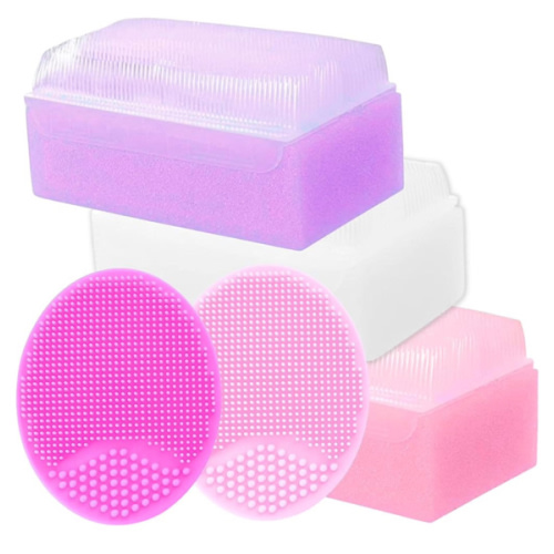 Cradle Cap Brush and Sponge Set for Baby - Bath Essentials for Newborns | Treatment Comb | Baby Bath Sponges (5-Pack Pink)