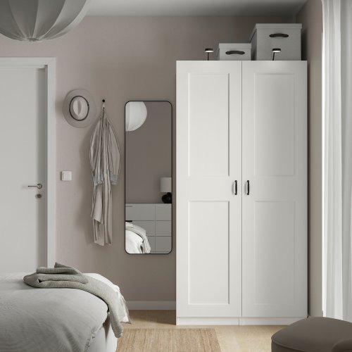 PAX / GRIMO Wardrobe combination - white/white 39 3/8x23 5/8x79 1/4 "