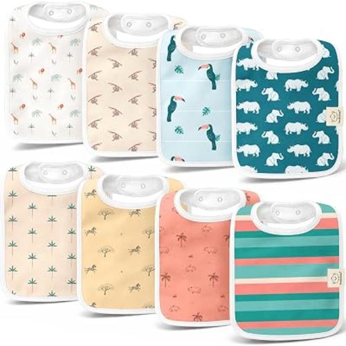 KeaBabies 8-Pack Organic Baby Bibs for Boys, Girls Drool Bibs (Wildscape)