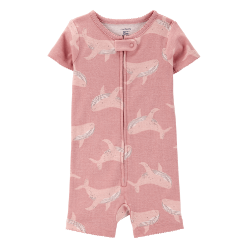 Baby Whale Print Snug Fit Cotton 1-Piece Pajamas - Pink - Carter's | Carter's