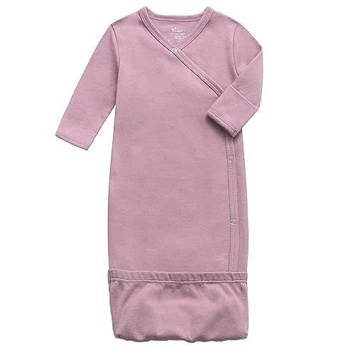O2 BABY 100% Organic Cotton Kimono Gown with Mittens & Fold-Over Pouch, Unisex Long Sleeve Infant Sleeper Sleeping Bag