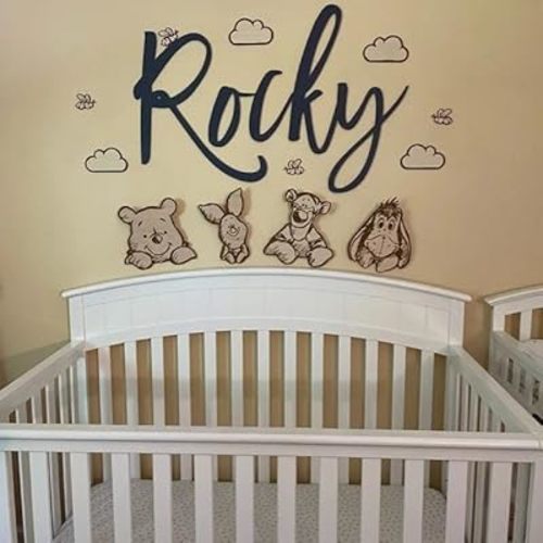 Winnie Bear Baby Nursury Decoration Stuff, Nursuring Room Wall Hanging Decoration for Newborn Baby Room 4 Pcs Set