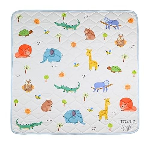 50x50 Inch Baby Play Mat for Floor — 0.8 Inch Soft Thick Cushion Padded Foam Playpen Washable Mat for Infants, Babies & Toddlers — Non-Slip, Non-Toxic Crawling Mat for Tummy Time, Activity - Animals