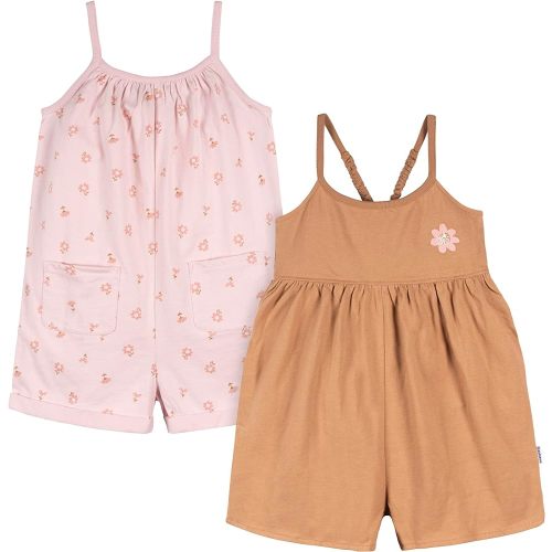 Gerber Baby Girls Toddler 2-Pack Sleeveless Romper Jumpsuit