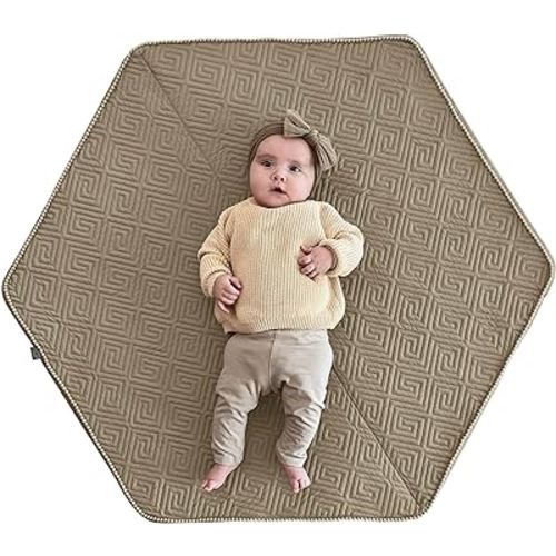 Boppy Baby Play Mat for Infants, Toddlers and Kids, Natural-Maze, One Hand Setup with Non-Skid Backing to Support Floor Play and Tummy Time, Stores Flat and Easy Wash