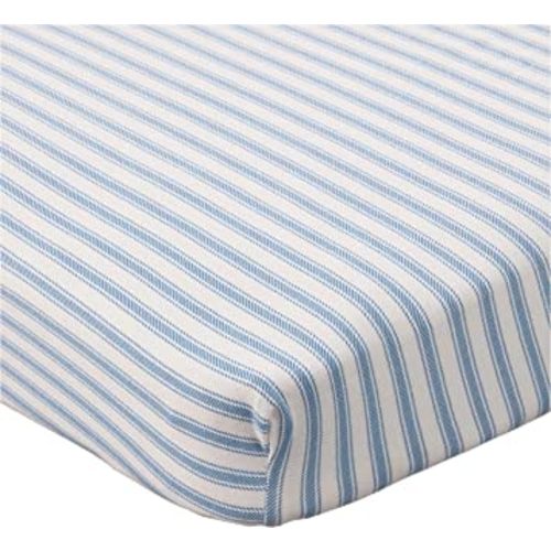 HonestBaby Boys Organic Cotton Changing Pad Cover, Blue Ticking Stripe, One Size