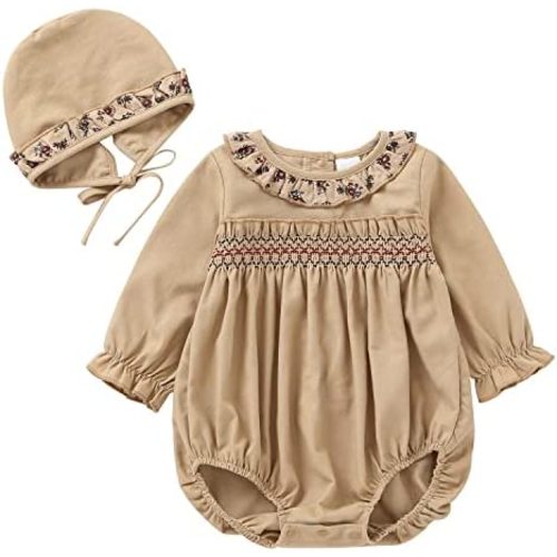 Baby Girl Clothes Long Sleeve Bubble Romper Spring Summer Toddler Girl Clothing with Bonnet