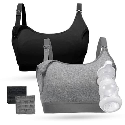 Momcozy Seamless Pumping Bra Hands Free, Comfort and Great Support Nursing  and Pumping Bra, Fit for Spectra, Lansinoh, Philips Avent and More, Medium  Black