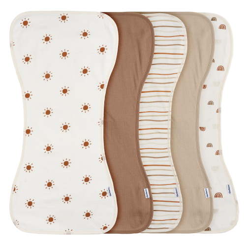 5-Pack Baby Neutral Rust Tan Burpcloth