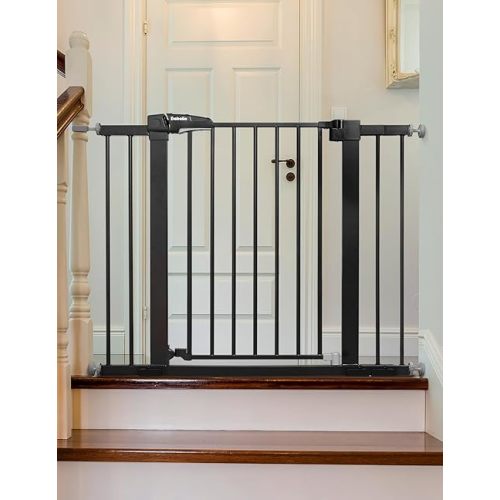Babelio Baby Gate for Doorways and Stairs, 26-40" Auto Close Dog Gate, Easy-Install Pressure Mounted Satey Door, No Drilling Safety Gate for Child and Pets, Black