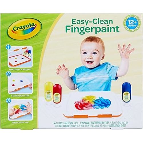 Crayola Mess Free Finger Painting Station, Washable Finger Paint for Toddlers, Arts & Crafts Set, Sensory Activity, Toddler Easter Basket Essentials, 1+