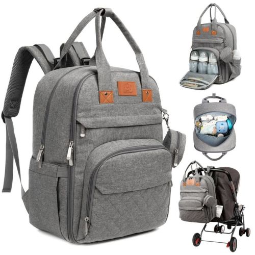 Keababies Diaper Bag With Changing Pad - Waterproof Baby Bag, Travel Diaper Bags, Baby Diaper Bag Backpack (trendy Black)