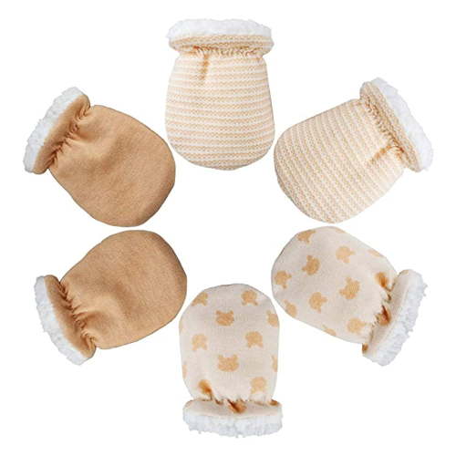3 Pairs Baby Mittens Gloves Warm Baby Hands Scratching Gloves