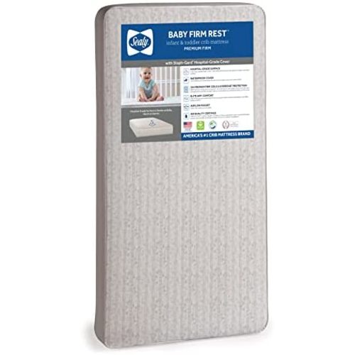 Sealy Baby Firm Rest Waterproof Standard Toddler & Baby Crib Mattress - 204 Premium Coils, Healthy Clean, 51.7” x 27.3"