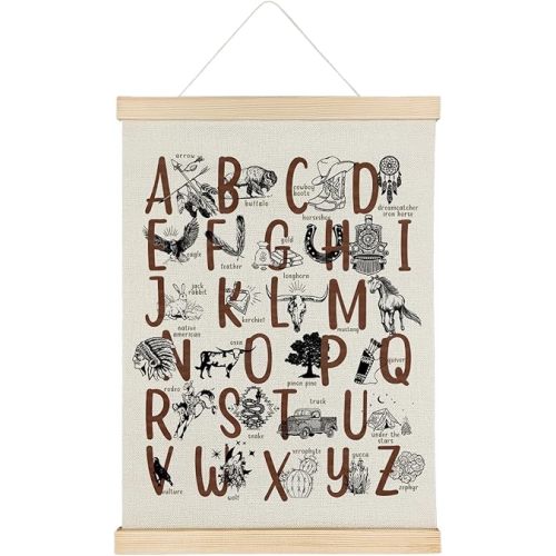 Qvapt Cowboy Nursery Wall Decor - Western Alphabet Wood Poster Hanger 16x24, Nursery Poster Hanger Frame