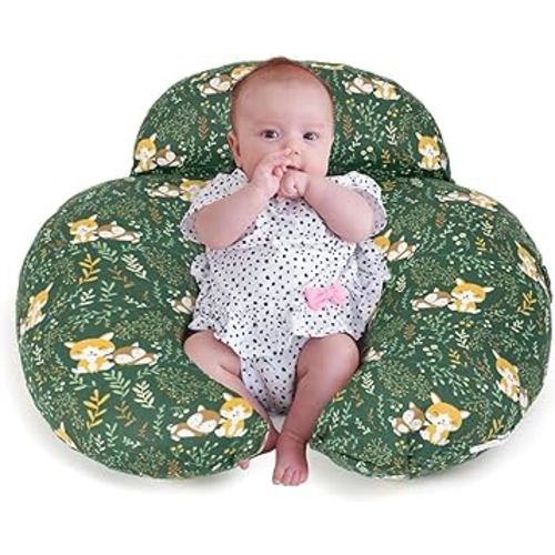 Nursing Pillow for Breastfeeding, Animal Patterns Removable Cotton Cover, Support for Mom and Baby, Plus Size Ergonomic Design Breastfeeding Pillows, Machine Washable, Green
