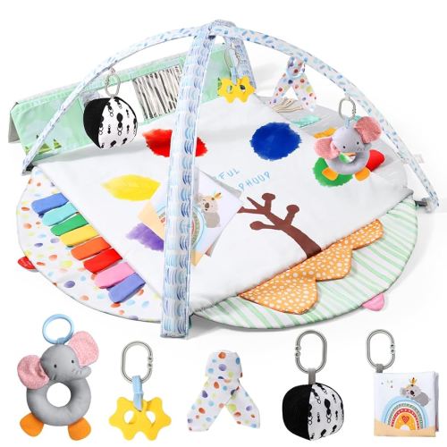 Baby Gym Play Mat, Sensory Development Baby Activity Mat for Toddlers, Activity Gym Playmat for Infants, Baby Christmas Birthday Gifts for Toddlers Infants 0-3-6-9-12-18 Months