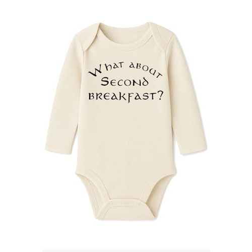 Brain Juice Tees What About Second Breakfast Onesie - Cream Color Long Sleeve