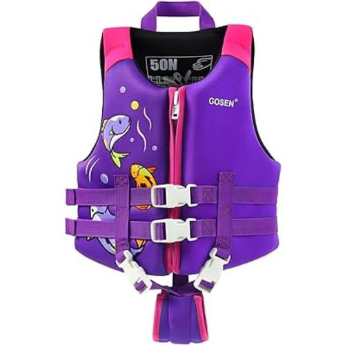Kids Swim Vest Toddler Floaties for 24-66 lbs Boys Girls, Toddler Swim Vest with Adjustable Safety Strap, Easy On and Off Swimming Aid for Age 2-6 Years Learn to Swim