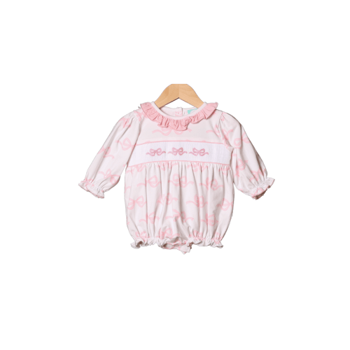 Smocked Sweet Bow Long Sleeve Bubble