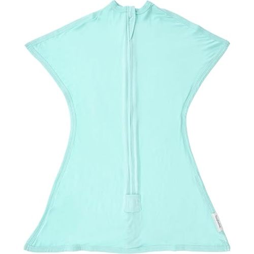 SleepingBaby EverSoft Zipadee-Zip Transitional Swaddle Sack, Viscose from Bamboo, Wearable Blanket with 2-Way Zipper - Sea Glass, XS