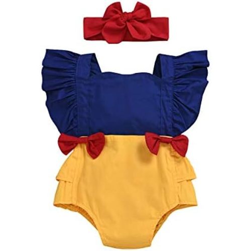 Newborn Baby Girls Romper Snow White Cosplay Infant Tops and Shorts Summer Clothes