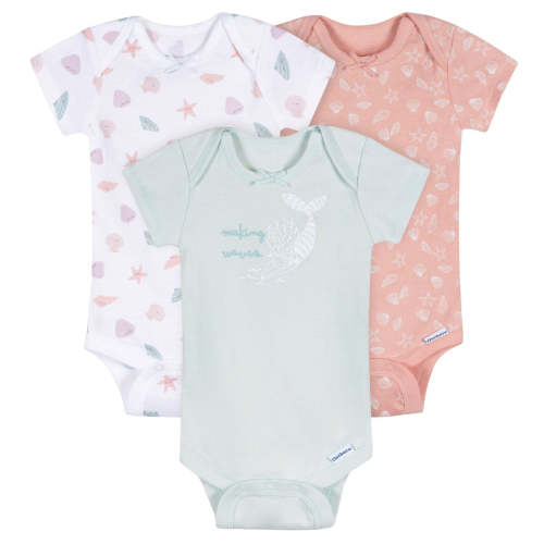 3-Pack Baby Girls She Sells Sea Shells Short Sleeve Onesies® Bodysuits – Gerber Childrenswear