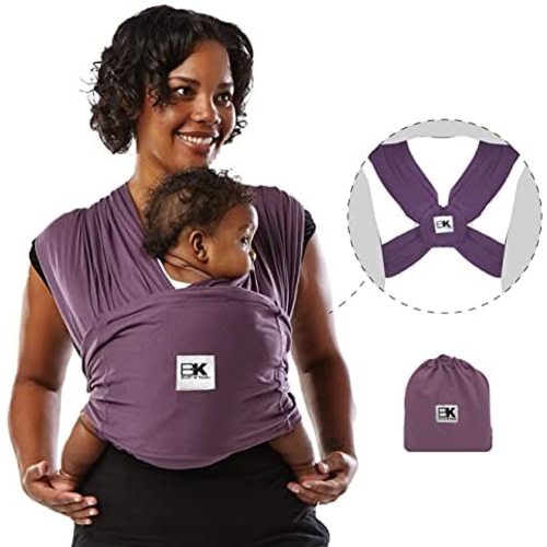 Baby K'tan Original Baby Wrap Carrier, Infant and Child Sling - Simple Pre-Wrapped Holder for Babywearing - No Tying or Rings - Carry Newborn up to 35 lbs, Eggplant, Women 2-4 (X-Small), Men up to 36