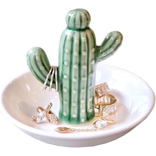 PUDDING CABIN Cactus Ring Holder Dish, Decorative Cactus Decor, Birthday & Christmas Gifts for Women & Girls