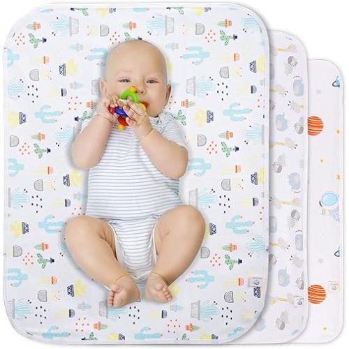 Baby Diaper Changing Pad Waterproof Portable Changing Pad 3 Pack Washable Mattress Pad Reusable Under Pads Changing Pad Liners for Travel 27.5 x 37.8 inches