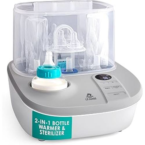 Lil' Jumbl 2-in-1 Baby Bottle Warmer & Sterilizer Dryer, Sterilizes Steams & Dries Accessories, Warms & Defrosts Milk & Formula, Temperature, Timer and Auto Shut-Off