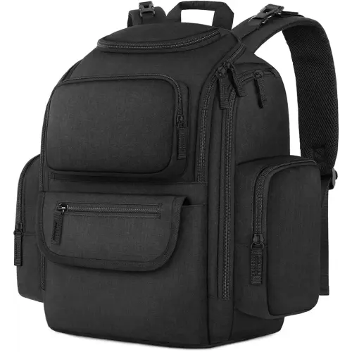 Mancro Diaper Bag Backpack, Extra Large Capacity Baby Diaper Backpack with 2 Insulated Pockets and Stroller Strap, Water Resistant Mens Diaper Bag for Travel,Black
