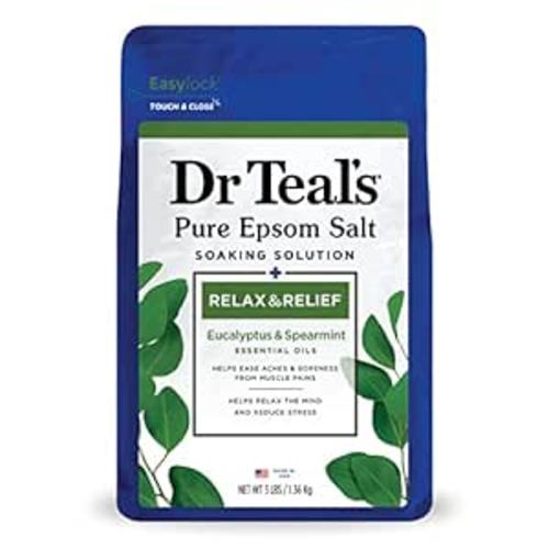 Dr Teal's Epsom Salt Soaking Solution, Relax & Relief, Eucalyptus and Spearmint, 3lbs, 48 Oz