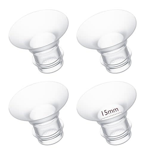 Momcozy Flange Insert 15mm Compatible with 24mm Flange/Shield of Most Pumps, Insert for Breast Pump Replacement Accessories, 4PCS 15mm