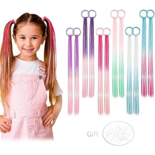 Dreamlover Hair Accessories for Girls, Colored Hair Extensions for Kids, Hair Stuff for Girls, Crazy Hair Day Accessories, 12 Pieces