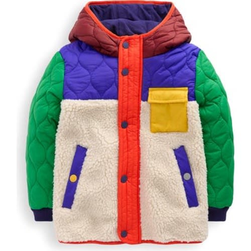 Kids' Colorblock Mixed Media Hooded Jacket, 4-5Y