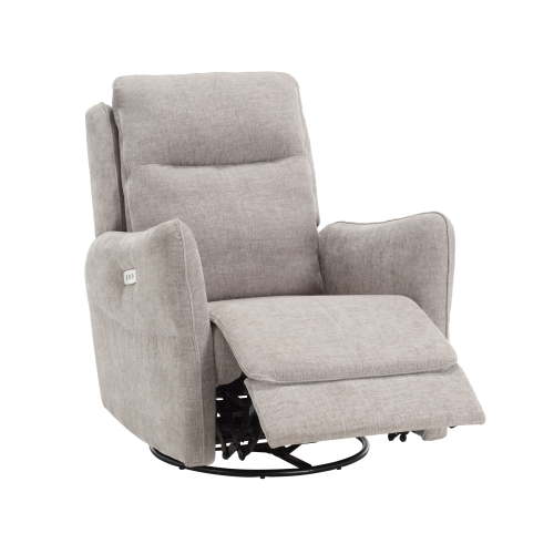 MINCETA Power Recliner Chairs,Modern Upholstered 270 Swivel Nursery Rocker Glider Recliner for Living Room,Chenille Velvet in Stone Gray