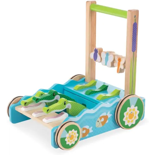 Melissa & Doug First Play Chomp and Clack Alligator Wooden Push Toy and Activity Walker - Pretend Play Developmental Baby Push Walker Toy For Toddlers Ages 1+, 1 EA