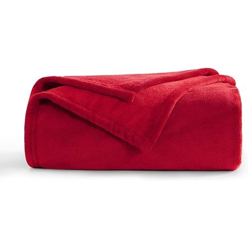 RUIKASI Fleece Throw Blanket Single - Plush Fuzzy Flannel Blanket Red for Single Size Bed, Super Soft Warm Blanket for Sofa and Couch, Fluffy Blanket 50x60 Inches