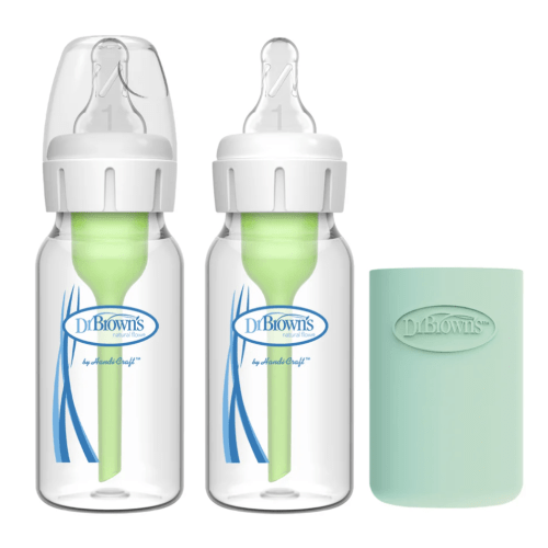 Dr. Brown’s Natural Flow® Anti-Colic Options+™ Narrow Glass Baby Bottle with Silicone Sleeve, 2-Pack