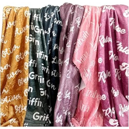 Custom Name Blanket, Personalized Lightweight Plush Blanket (Throw 50x60 inches) – Soft Fleece Throw, Customizable for Kids, Adults, Baby– Gift for Birthday, Baby Shower, Weddings, Home Décor
