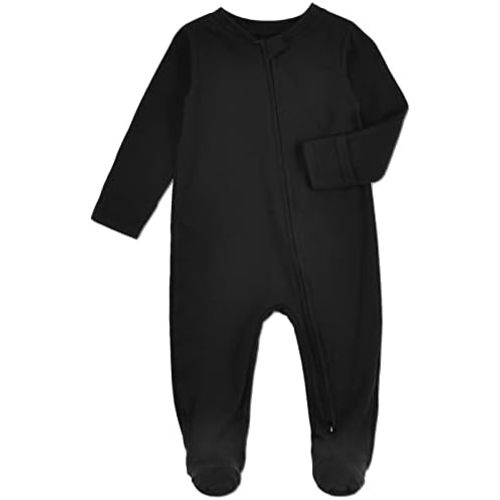 Aablexema Organic Cotton Baby Footie Pajamas with Mittens Newborn Soft Zip Sleeper