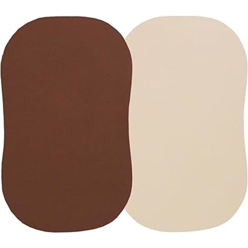 100% Organic Cotton Bassinet Sheets Compatiable with All Halo Bassinest, 2 Pack Jersey Knit Fitted Sheet for Baby Boy and Girl, Pale Yellow and Brown