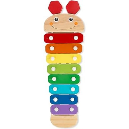 Melissa & Doug Caterpillar Xylophone Musical Toy With Wooden Mallets 15.25" x 6.5" x 1.5 - For Toddlers,Ages 3+,Blue