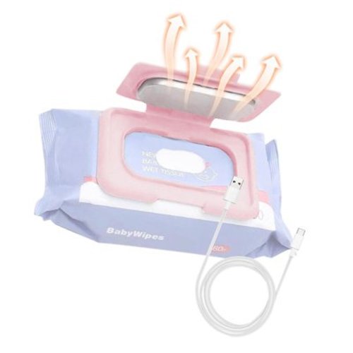 Wipe Warmer, Portable Baby Wipe Warmer, Constant Temperature Wet Wipes Dispenser, Keep Wipes Moist Warm for Babies, Newborn Essentials for Diaper Changing in Cold Weather(Pink)